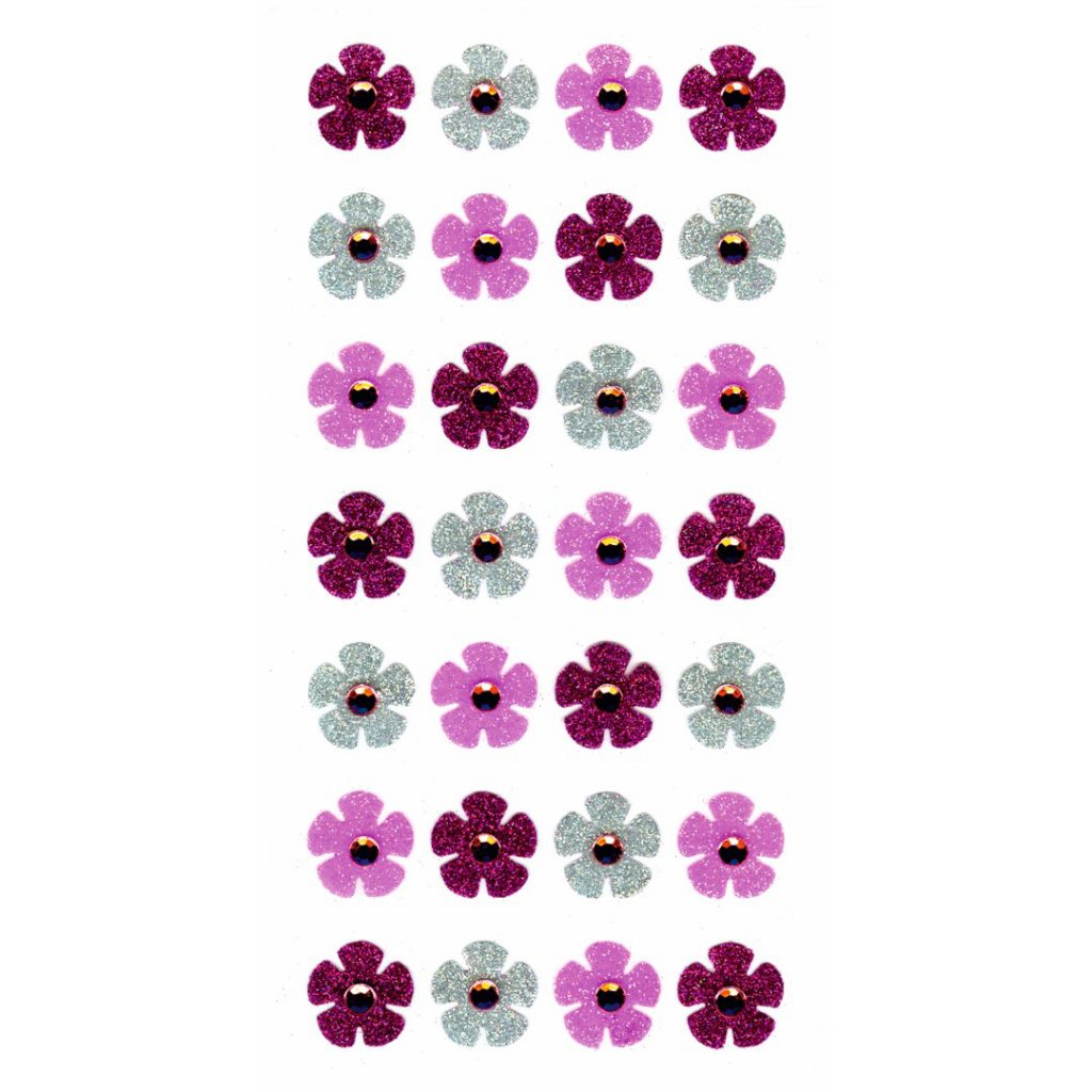 9600-216 Aufkleber Blumen Glitzer pink - PAPIER LIEBE THUM