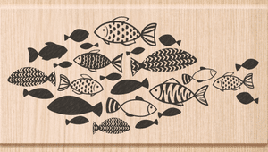 Heyda Holzstempel Fische 21-1801111Fischschwarm 95x47mm